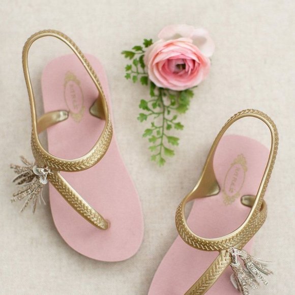 *CASSIA FLIP FLOPS IN ROSE AND GOLD* - Picture 3 of 4